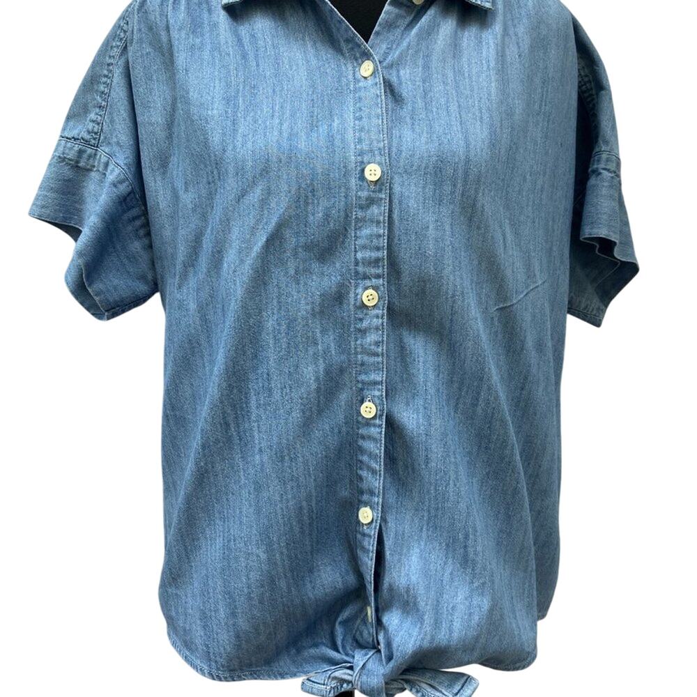 80's look Denim waist tie shirt  ladies L Style&Co
